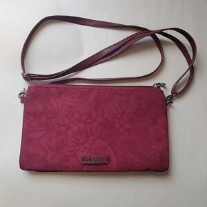 Sakroots Crossbody Bag with Adjustable Strap. Purple.